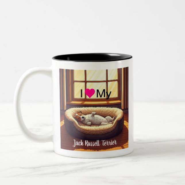 Caneca De Café Em Dois Tons Eu Amo Meu Jack Russell Terrier (Esquerda)