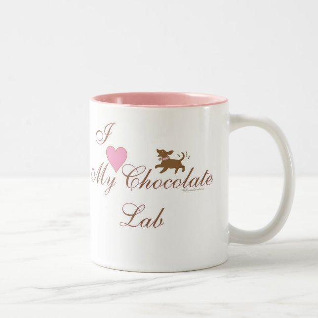 Caneca De Café Em Dois Tons Eu amo meu laboratório do chocolate! (Direita)
