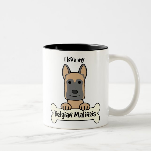 Caneca De Café Em Dois Tons Eu amo meu Malinois belga (Direita)