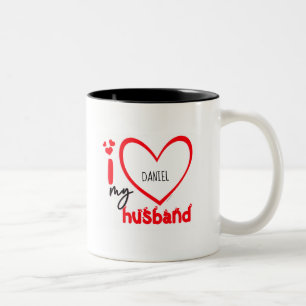 Caneca De Café Em Dois Tons Eu Amo Meu Marido Foto Gift Classic Mug, 11 oz Co