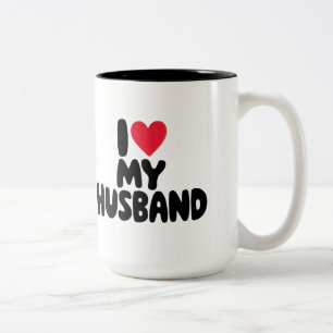 Caneca De Café Em Dois Tons "Eu Amo Meu Marido - Presente Romântico de Dia de