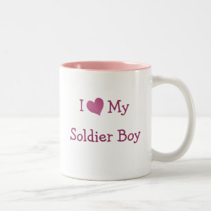 Caneca De Café Em Dois Tons Eu amo meu menino do soldado