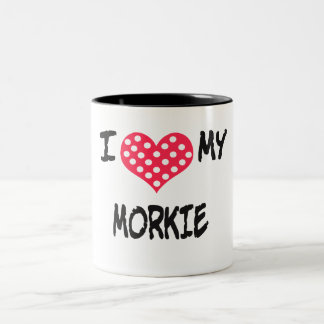 Caneca De Café Em Dois Tons Eu amo meu Morkie