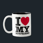 Caneca De Café Em Dois Tons EU AMO MEU Namorado<br><div class="desc">EU AMO A MINHA Namorado! Adoro tudo sobre ele tanto que tenho que mostrá-lo com esta linda tee. Quer você esteja juntos ou apenas amigos, esta camisa engraçada é uma maneira excelente de compartilhar seu amor e amizade! Peça a sua hoje! Peça um para um amigo também! Moda de Comércio...</div>