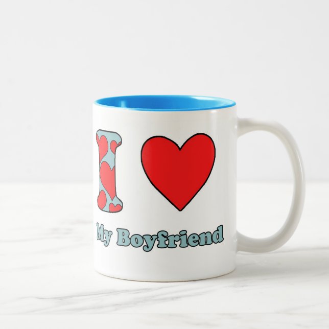 Caneca De Café Em Dois Tons Eu amo meu namorado (Direita)