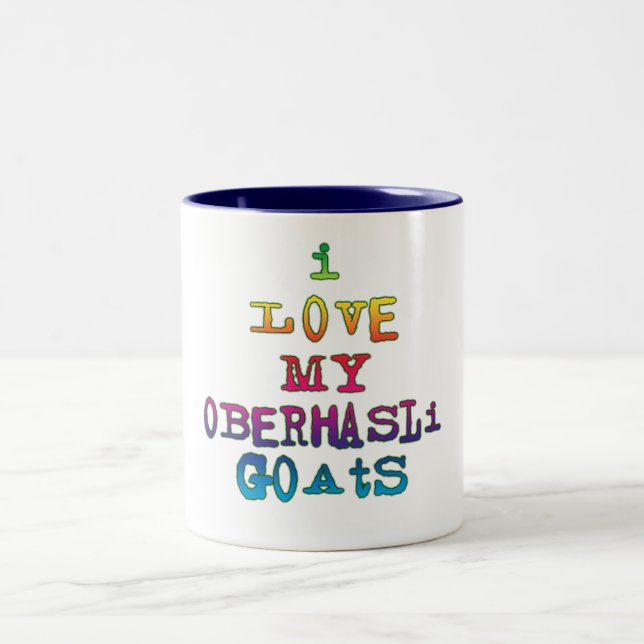 Caneca De Café Em Dois Tons Eu Amo Meu Oberhasli Goats (Centro)