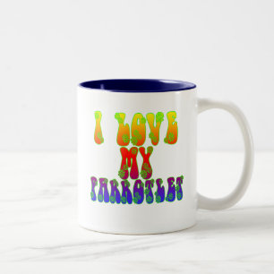 Caneca De Café Em Dois Tons Eu amo meu Parrotlet