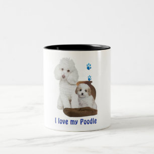 Caneca De Café Em Dois Tons Eu amo meu poodle