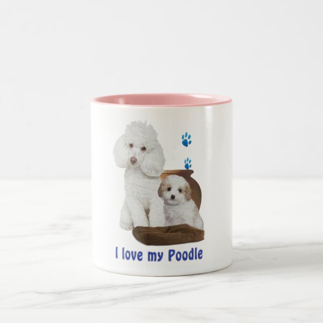 Caneca De Café Em Dois Tons Eu amo meu Poodle (Centro)