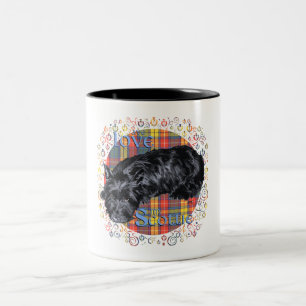 Caneca De Café Em Dois Tons Eu Amo Meu Scottie Xadrez