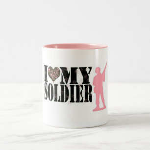 Caneca De Café Em Dois Tons Eu amo meu soldado