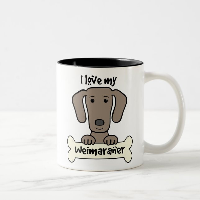 Caneca De Café Em Dois Tons Eu amo meu Weimaraner (Direita)