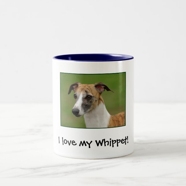 Caneca De Café Em Dois Tons Eu amo meu Whippet! (Centro)