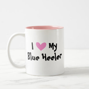 Caneca De Café Em Dois Tons Eu amo meus cão/Kelpie australianos do gado