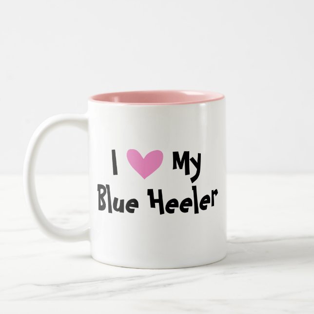Caneca De Café Em Dois Tons Eu amo meus cão/Kelpie australianos do gado (Esquerda)