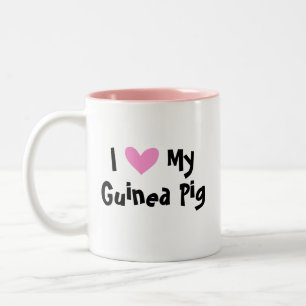 Caneca De Café Em Dois Tons Eu amo meus cobaia/Cavy (o cabelo liso)