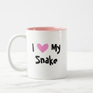 Caneca De Café Em Dois Tons Eu Amo Minha Cobra (nome da espécie personalizado)