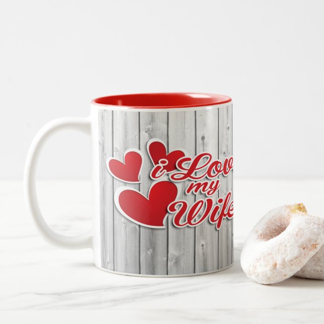 Caneca De Café Em Dois Tons Eu Amo Minha Esposa (Com Donut)