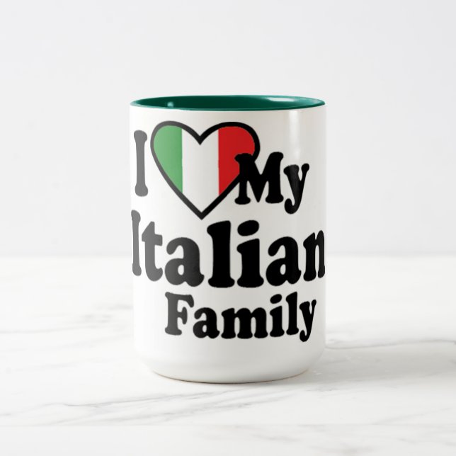 Caneca De Café Em Dois Tons Eu Amo Minha Família Italiana (Centro)