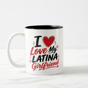 Caneca De Café Em Dois Tons Eu Amo Minha Namorada Latina Coração Design