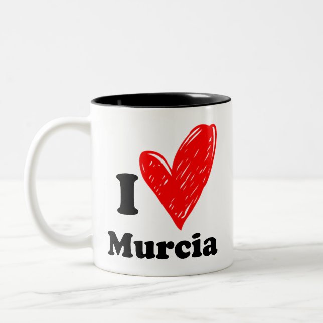 Caneca De Café Em Dois Tons Eu amo Múrcia (Esquerda)