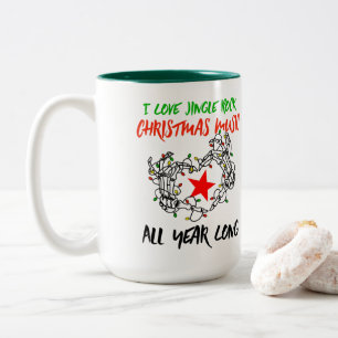 Caneca De Café Em Dois Tons Eu Amo Música De Natal De Jingle Rock O Ano Todo