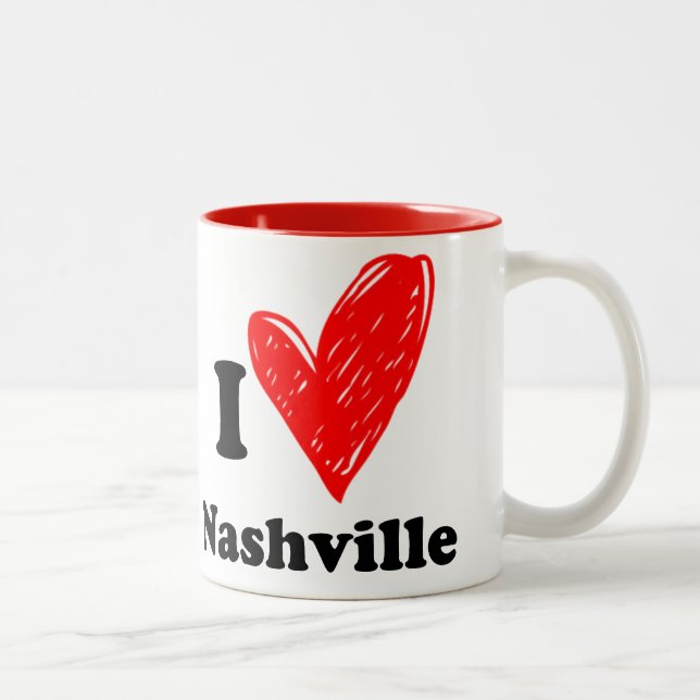 Caneca De Café Em Dois Tons Eu amo Nashville (Direita)