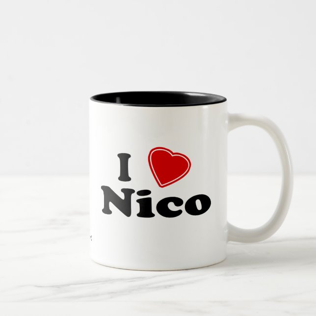 Caneca De Café Em Dois Tons Eu amo Nico (Direita)