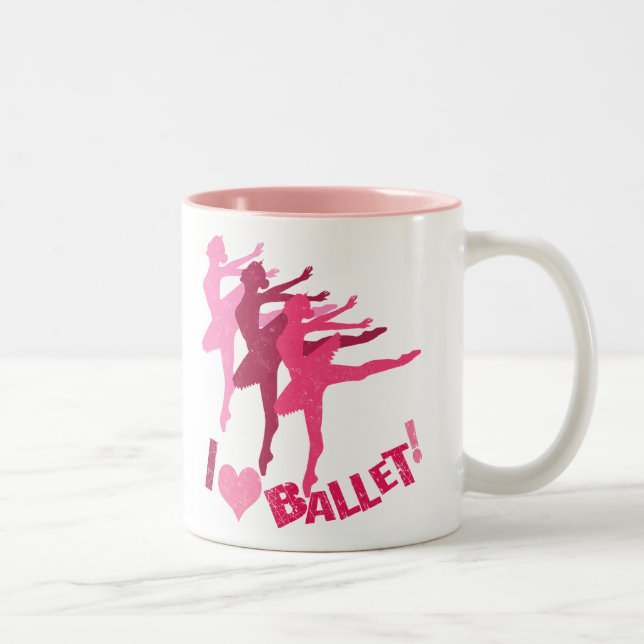 Caneca De Café Em Dois Tons Eu amo o balé (Direita)
