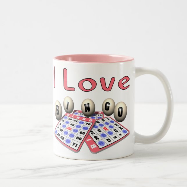 Caneca De Café Em Dois Tons Eu amo o Bingo (Direita)
