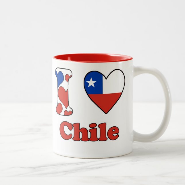 Caneca De Café Em Dois Tons Eu amo o Chile (Direita)