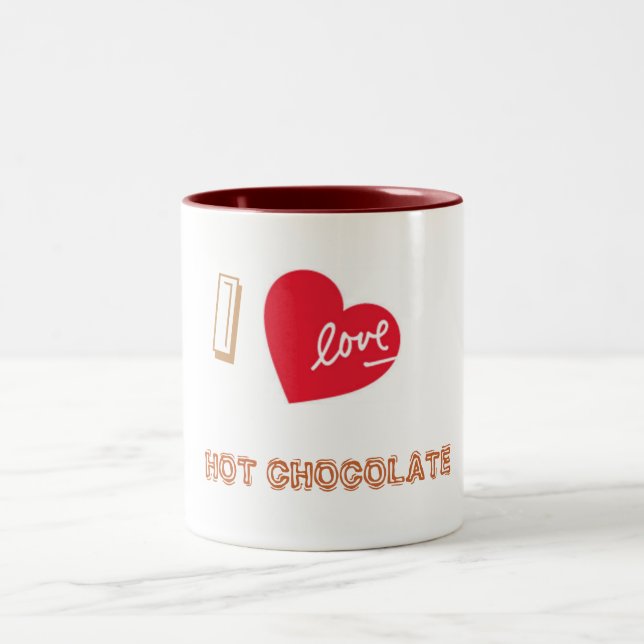 CANECA DE CAFÉ EM DOIS TONS EU AMO O CHOCOLATE QUENTE (Centro)