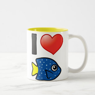 Caneca De Café Em Dois Tons Eu amo o Damselfish das savelhas