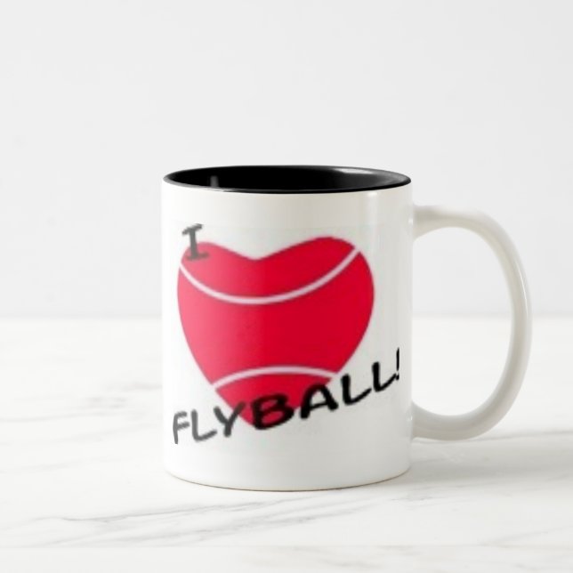 Caneca De Café Em Dois Tons Eu amo o flyball (Direita)