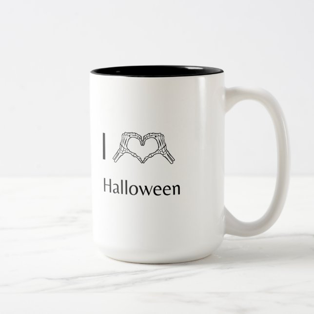 Caneca De Café Em Dois Tons Eu amo o Halloween (Direita)