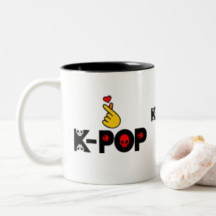 Caneca De Café Em Dois Tons ♥ Eu Amo o KPop Fabuloso Clássico