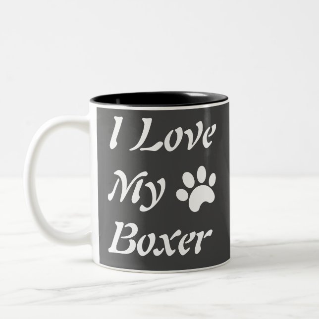Caneca De Café Em Dois Tons Eu amo o meu Boxer (Esquerda)