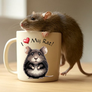 Caneca De Café Em Dois Tons Eu Amo O Meu Rato!