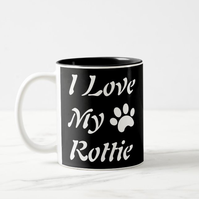 Caneca De Café Em Dois Tons Eu amo o meu Rottie (Esquerda)