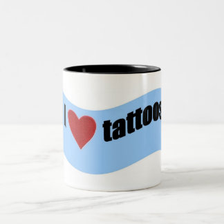 Caneca De Café Em Dois Tons eu amo o olhar da fita dos tatttoos