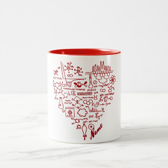 Caneca De Café Em Dois Tons Eu amo o químico da química personalizado (Centro)