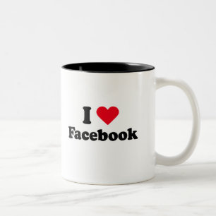 Caneca De Café Em Dois Tons Eu amo o t-shirt de Facebook