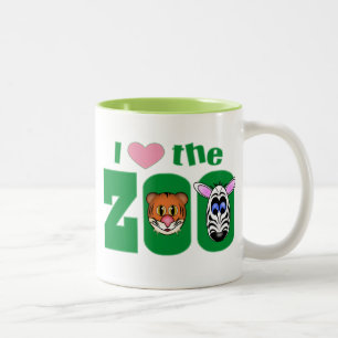 Caneca De Café Em Dois Tons Eu amo o ZOO