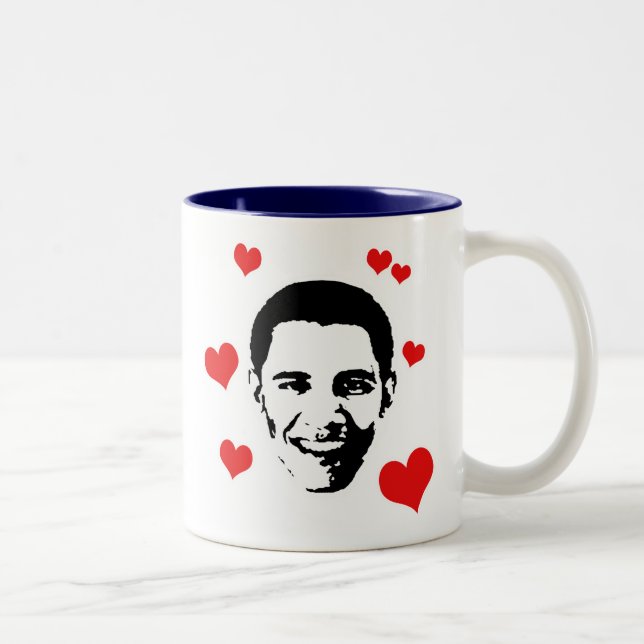 Caneca De Café Em Dois Tons Eu amo Obama (Direita)