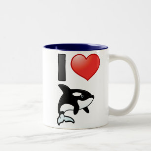 Caneca De Café Em Dois Tons Eu amo orcas