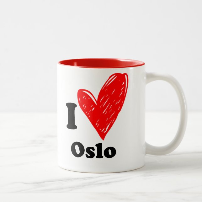 Caneca De Café Em Dois Tons Eu amo Oslo (Direita)