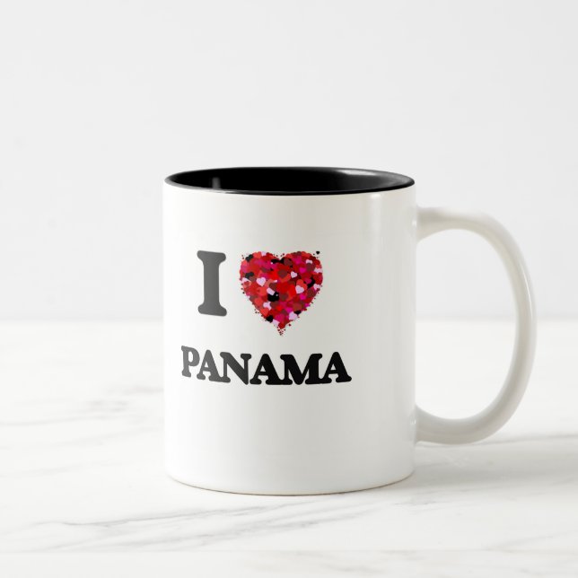 Caneca De Café Em Dois Tons Eu amo Panamá (Direita)