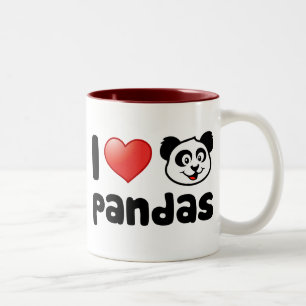 Caneca De Café Em Dois Tons Eu amo pandas