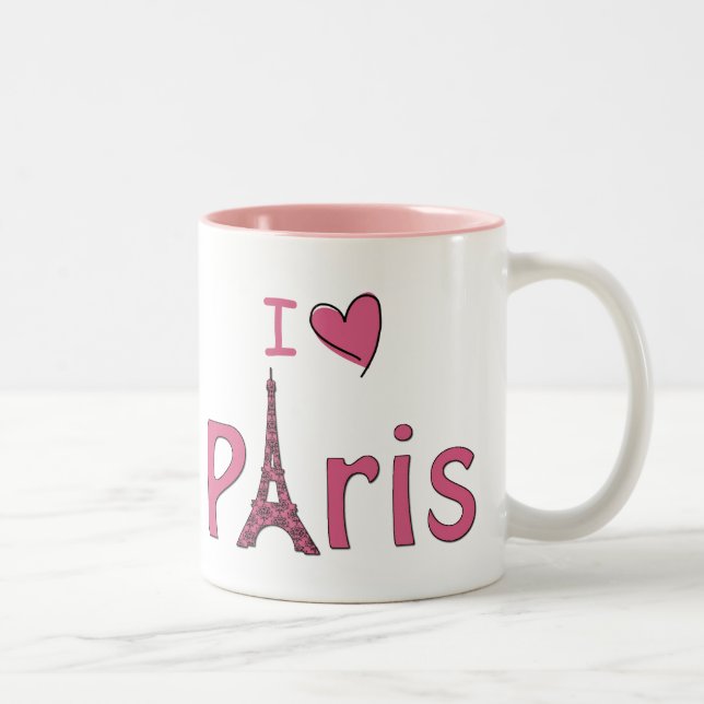 Caneca De Café Em Dois Tons Eu Amo Paris Mug (Direita)