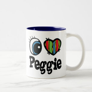 Caneca De Café Em Dois Tons Eu amo Peggie